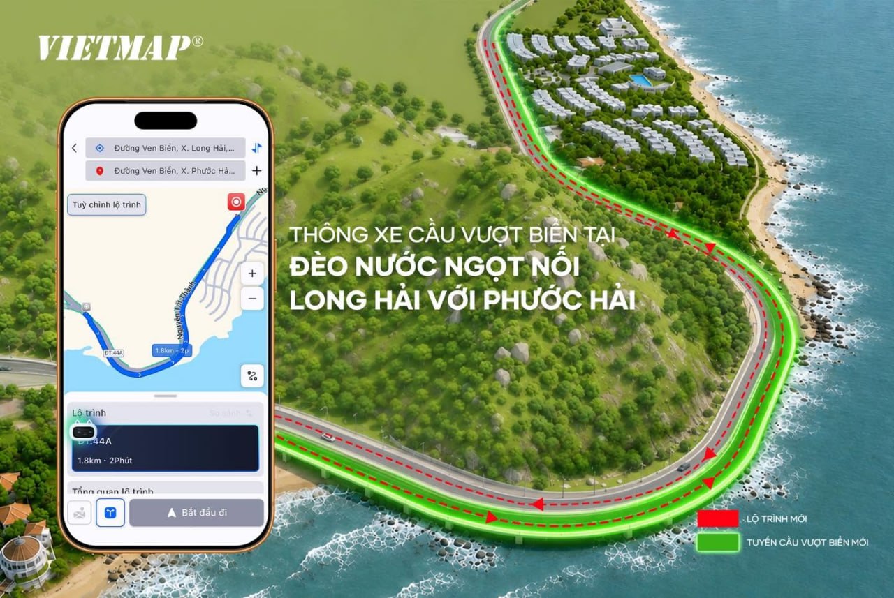 Cập nhật giao thông cầu vượt biển đèo Nước Ngọt với VietMap Live